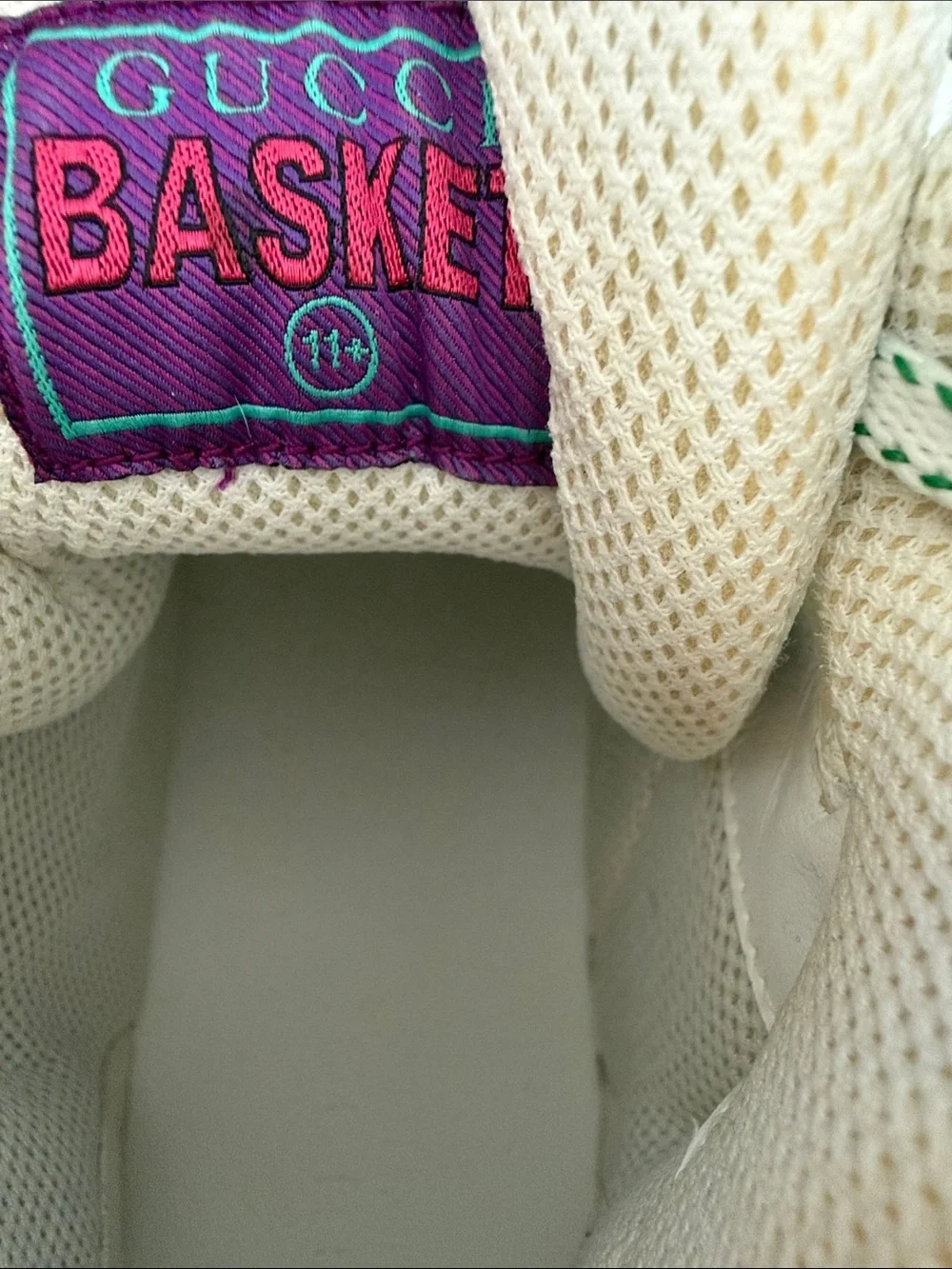 Gucci White High-Top Sneakers with Green and Red Accents